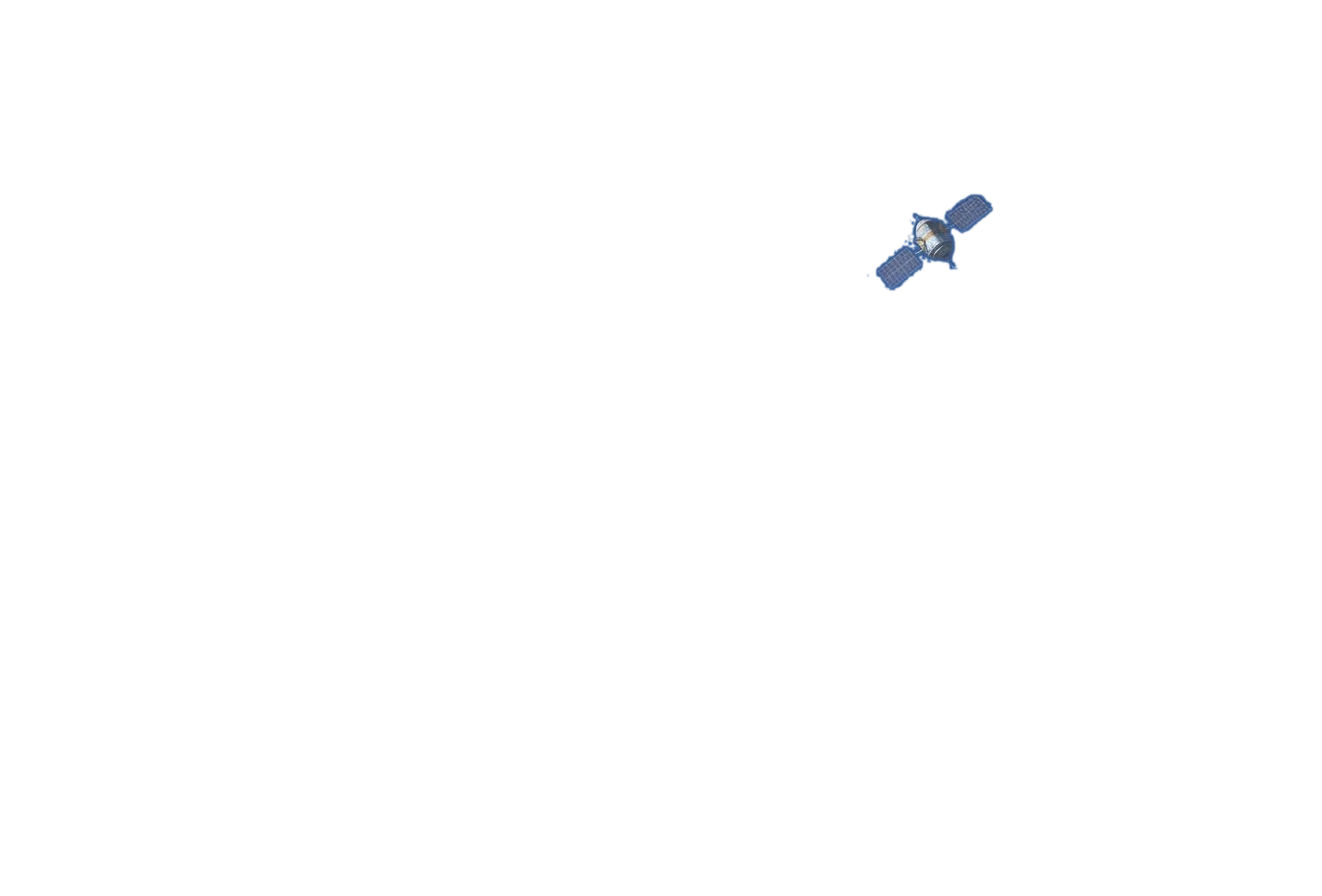 Satellite mining rig orbiting in Solana crypto mining wasteland